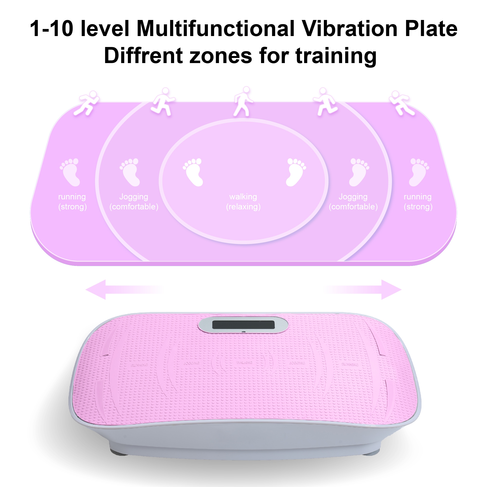 Full Body Vibration Platform Crazy Fitness Massage 10-Frequency Weight Loss & Fat Burner Shaking Machine For Unisex Pink_voghion.com